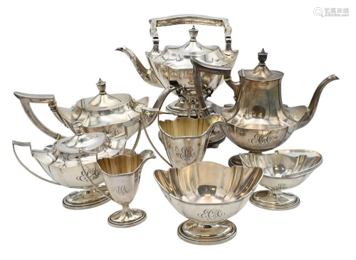 Eight Piece Sterling Silver Tea and Coffee Set, by Gorham, t...