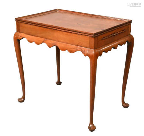 Queen Anne Mahogany Tea Table, having rectangle dished top, ...