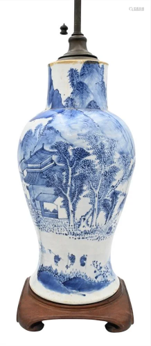 Chinese Porcelain Blue and White Baluster Vase, having paint...