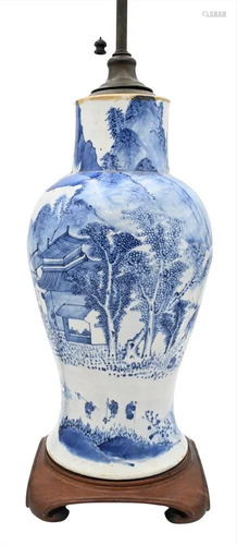 Chinese Porcelain Blue and White Baluster Vase, having paint...