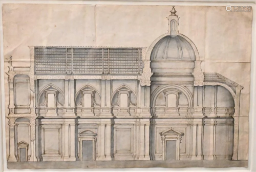 Continental School, 18th century, longitudinal section of a ...