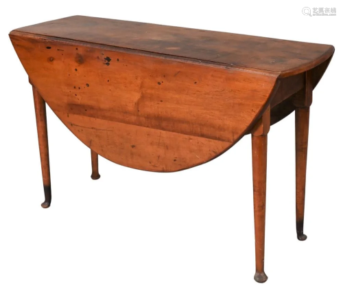 Queen Anne Maple and Tiger Maple Table, having oval drop lea...