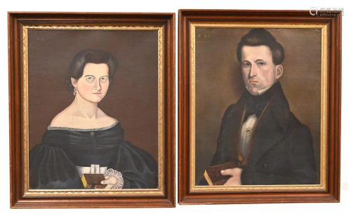 Pair of Aaron Dean Fletcher (1817 - 1902) Portraits, Lucius ...