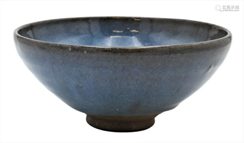 Chinese Ceramic Jun Ware Bowl, having blue glazed ground wit...