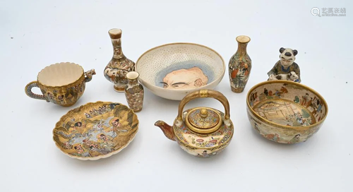 Nine Piece Satsuma Lot, to include tea cup, saucer, three sm...