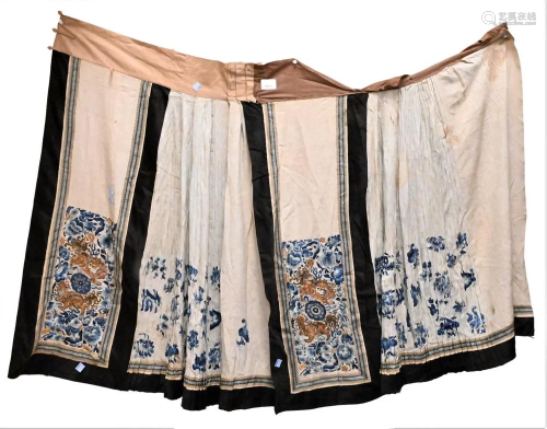 Chinese Embroidered Skirt, having copper and gold thread, 35...
