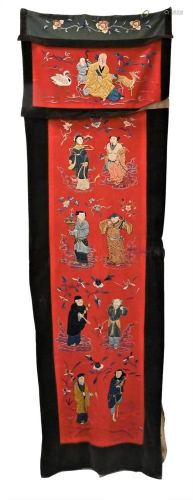 Chinese Textile, having silk figures mounted on cloth, 7...