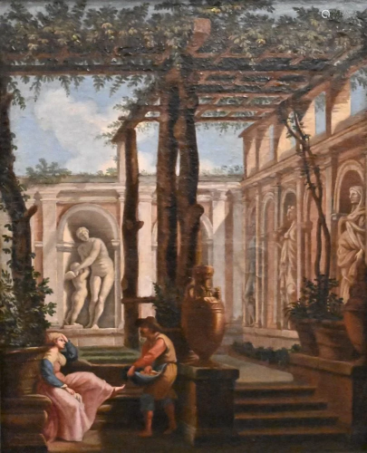 Italian School, 18th century, Vertumnus and Pomona, oil on c...