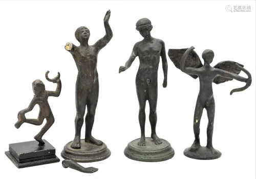 Group of Four Bronze Figures, one having disconnected arm bu...