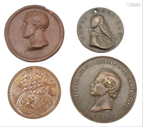 Four Piece Lot of Medallions, to include two bronze, one Fra...