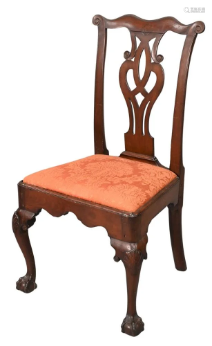 Chippendale Mahogany Side Chair, having scalloped top rail w...