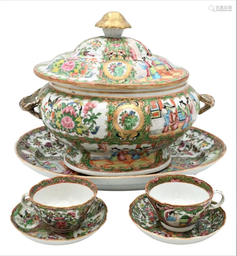18 Piece Rose Medallion Group, to include a large covered tu...