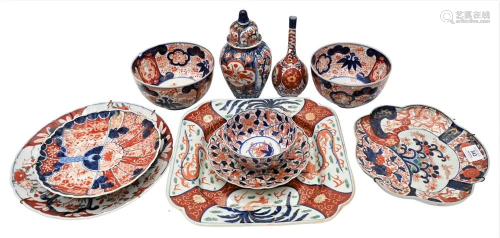 10 Piece Imari Porcelain Group, to include serving trays, bo...