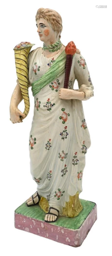 Staffordshire Figure with Cornucopia, 19th century, arm with...