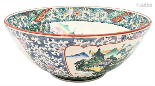 Large Japanese Ko-kutani Punch Bowl, 19th century, Meiji per...