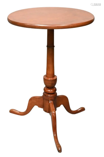 Federal Cherry Candle Stand, having round top with turned sh...