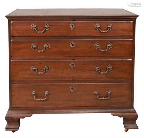 Chippendale Mahogany Chest of Four Drawers, on ogee feet, wi...