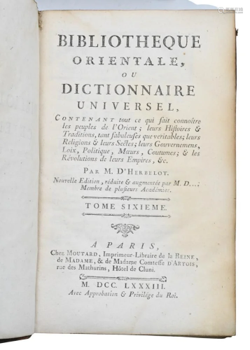 Two Volumes of Bibliotheque Orientale ou Dictionnaire Univer...