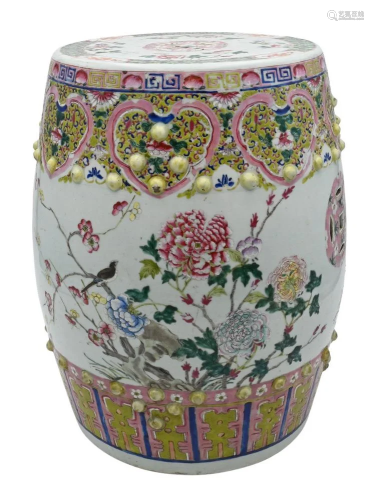 Chinese Famille Rose Barrel Garden Seat, mid 19th century, g...