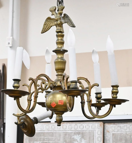 Northern European Baroque Brass Six Light Chandelier, late 1...