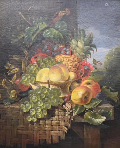 George Lance (1802 - 1864), still life with fruit, oil on ca...