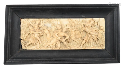 Carved Plaque of Townspeople Being Sacked, 19th century, (tw...