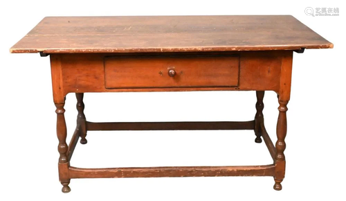 Tavern Table, having rectangular top over one drawer, on blo...