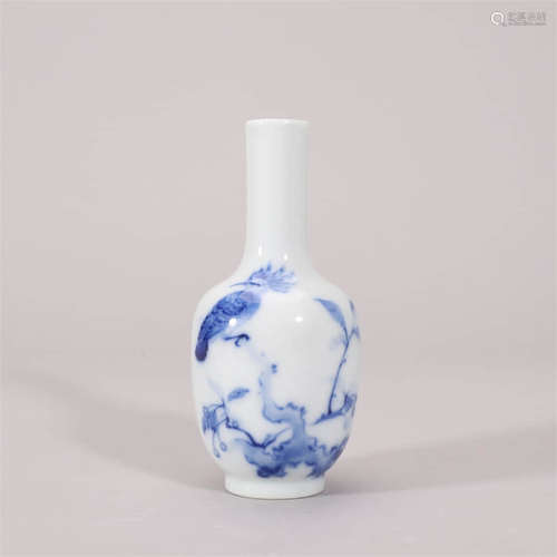 Wang Bu Style, Blue and White Flower&Bird Globular Vase