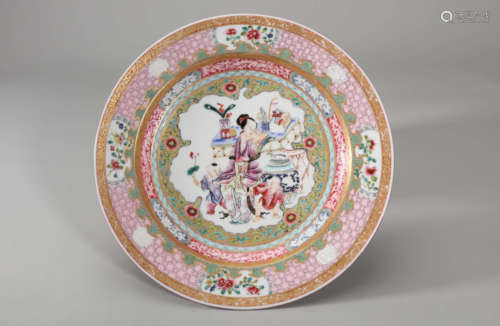 Famille Rose Lady Foliated Edge Plate