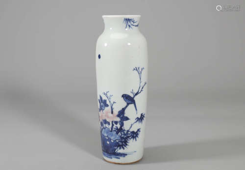 Underglazed-Blue and Copper-Red Glaze Magpie and Prunus Roul...