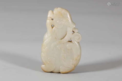 White Jade Carving of Auspicious Beast Pendant