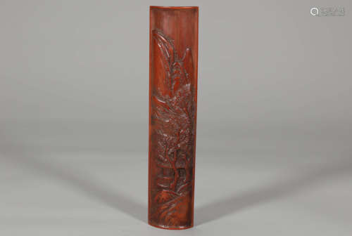 Carved Bamboo Landscape&Figure Arm Rest