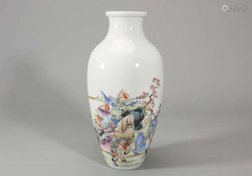 Famille Rose Horse&Figure Vase