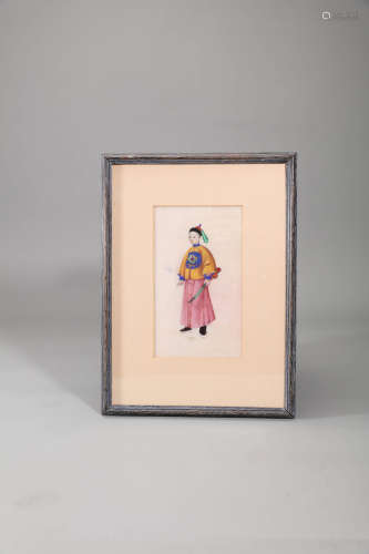 Chinese Painting of A Warrior, Framed