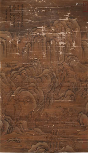 Chinese Landscape Painting Scroll, Tang Yin Mark