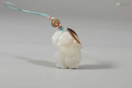 White Jade Boy&Lotus Pendant