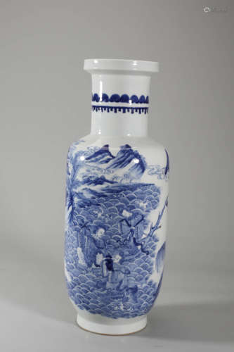 Blue and White Magu Birthday Rouleau Vase