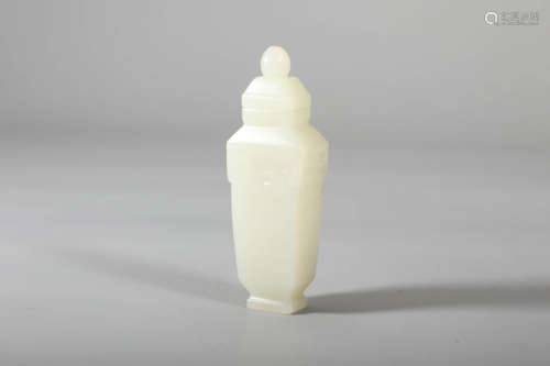 White Jade Carving Door Applique Snuff Bottle