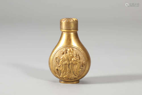 Gilt-Bronze Enclosing Figure Story Snuff Bottle