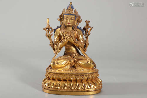 Gilt-Bronze Figure of Manjushri