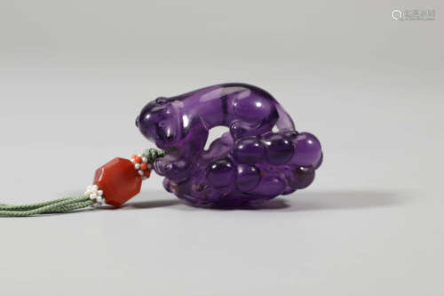 Purple Crystal Squirrel Grape Pendant