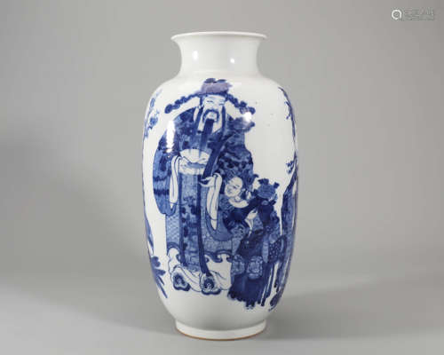 Blue and White Fu&Lu&Shou Immortals Vase