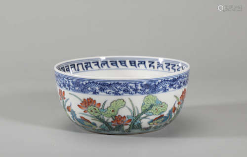 Doucai Glaze Lotus Pond and Mandarin Duck Bowl