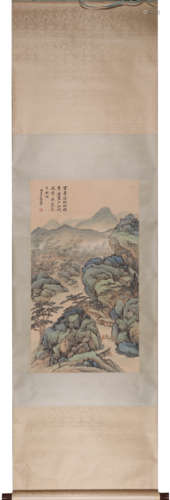 Chinese Landscape Painting Scroll, Zhu Meicun Mark