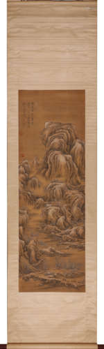 Chinese Landscape Painting Scroll, Dong Qichang Mark