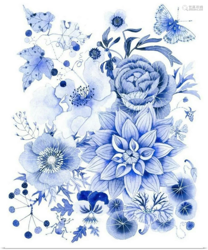 "Delft Blue Garden II" by Gabby Malpas Wall Art Pr...