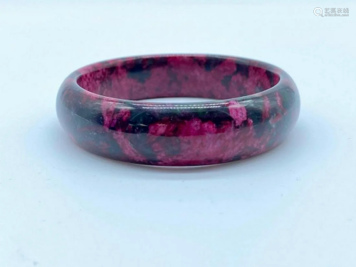 Beautiful Natural Lavender Green and Red Nephrite Jade Bangl...
