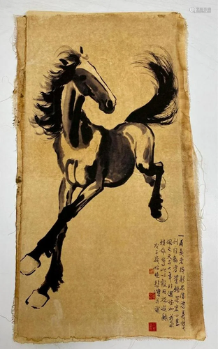 Old Chinese Scroll Print by Xu Beihong