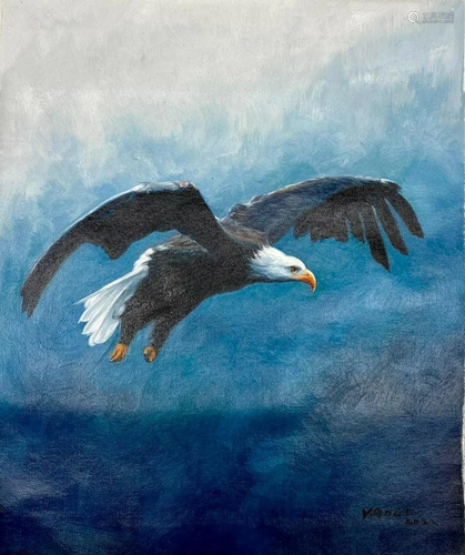 Original Acrylic 16" x 24" Soaring Bald Eagle On C...