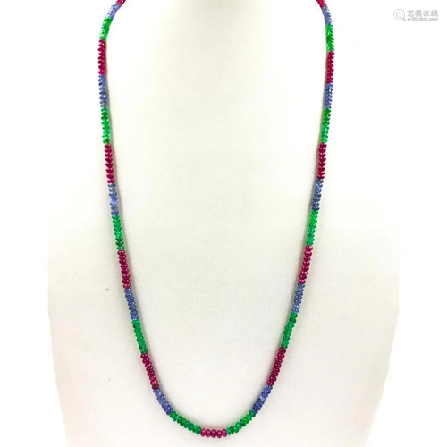 Multi emerald, ruby, sapphire beads string